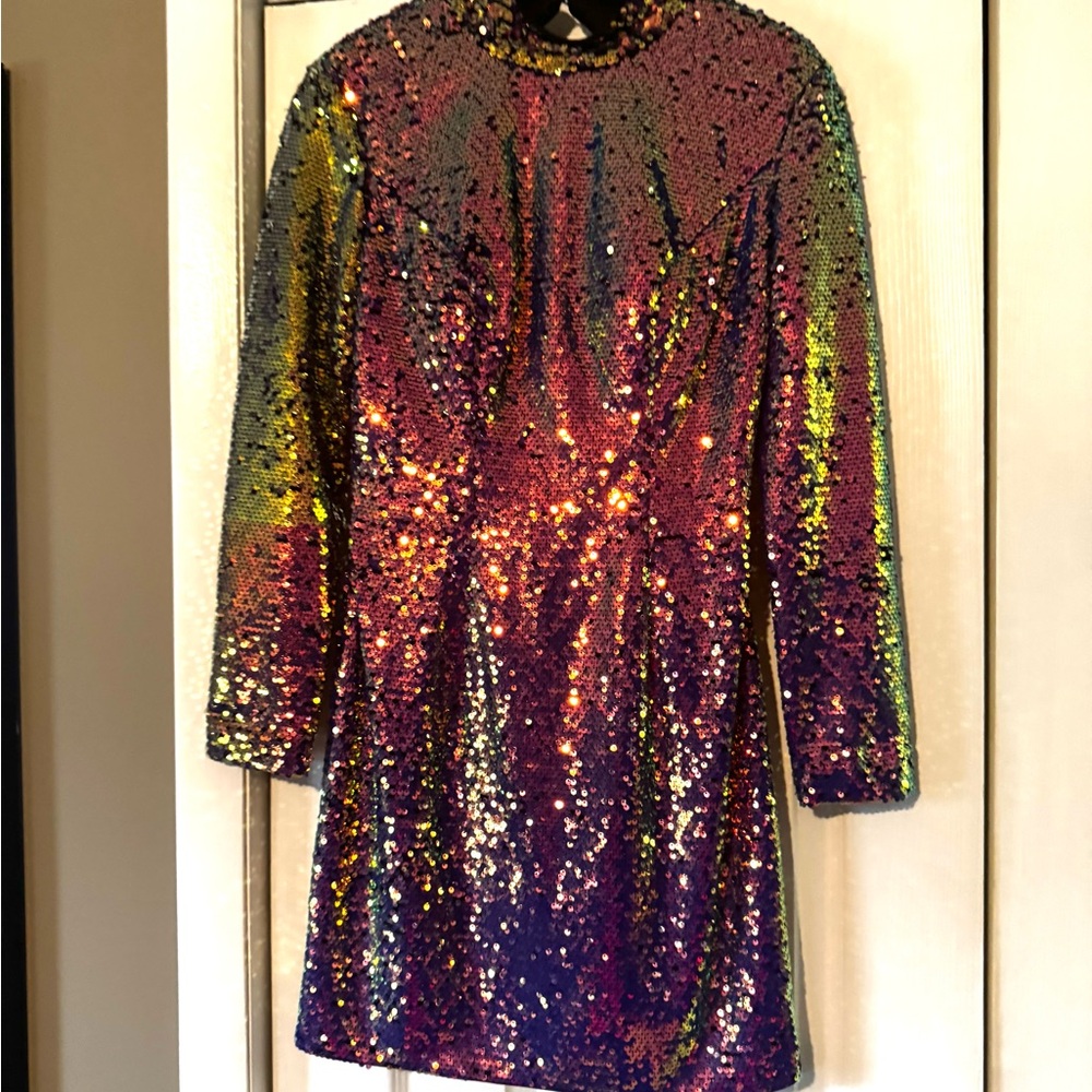 Sparkling Multicolor Sequin Cocktail Dress